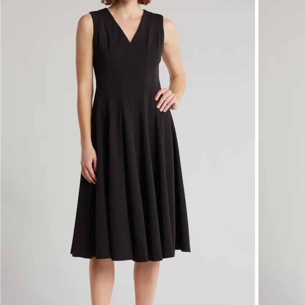 Calvin Klein v neck seamed fit and flare midi dress